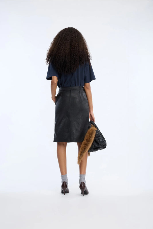 VINIRE LEATHER SKIRT - BLACK