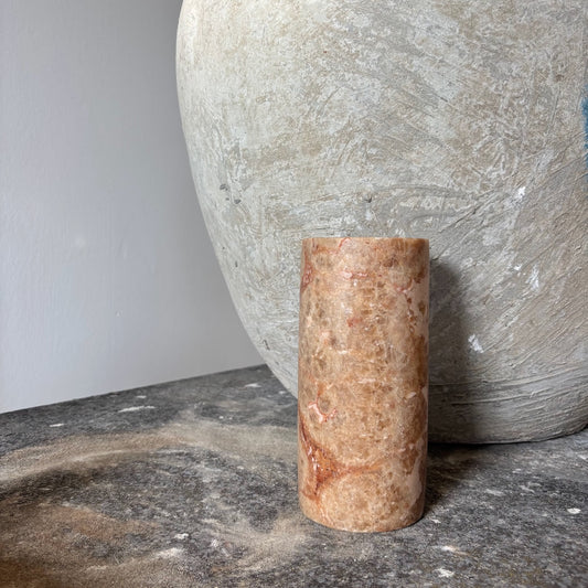 ALABAST STAGE CYLINDER MARMORERET BRUN - H20CM