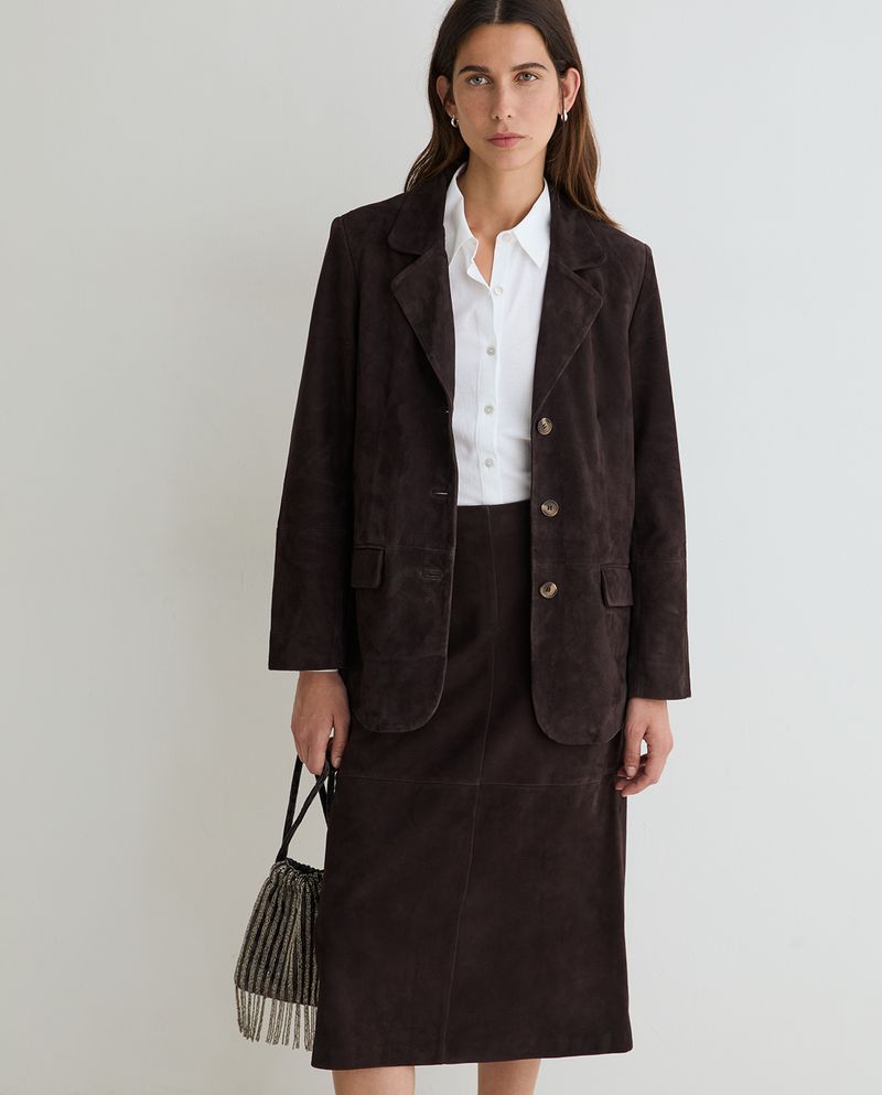 LEATHER SKIRT CHOCOLATE - 45867