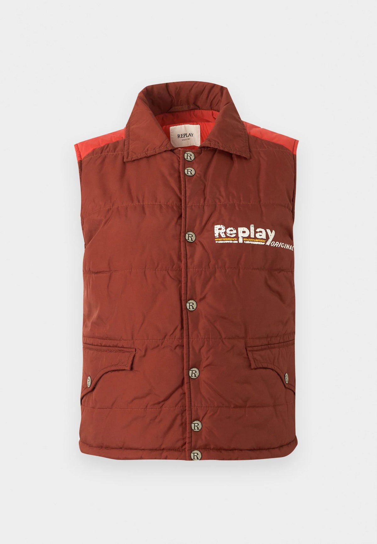 REPLAY LOGO VEST - FIRED BRICK/RED