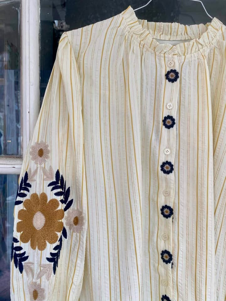 KATRINE BLUSE - BLOMST HVID/GUL