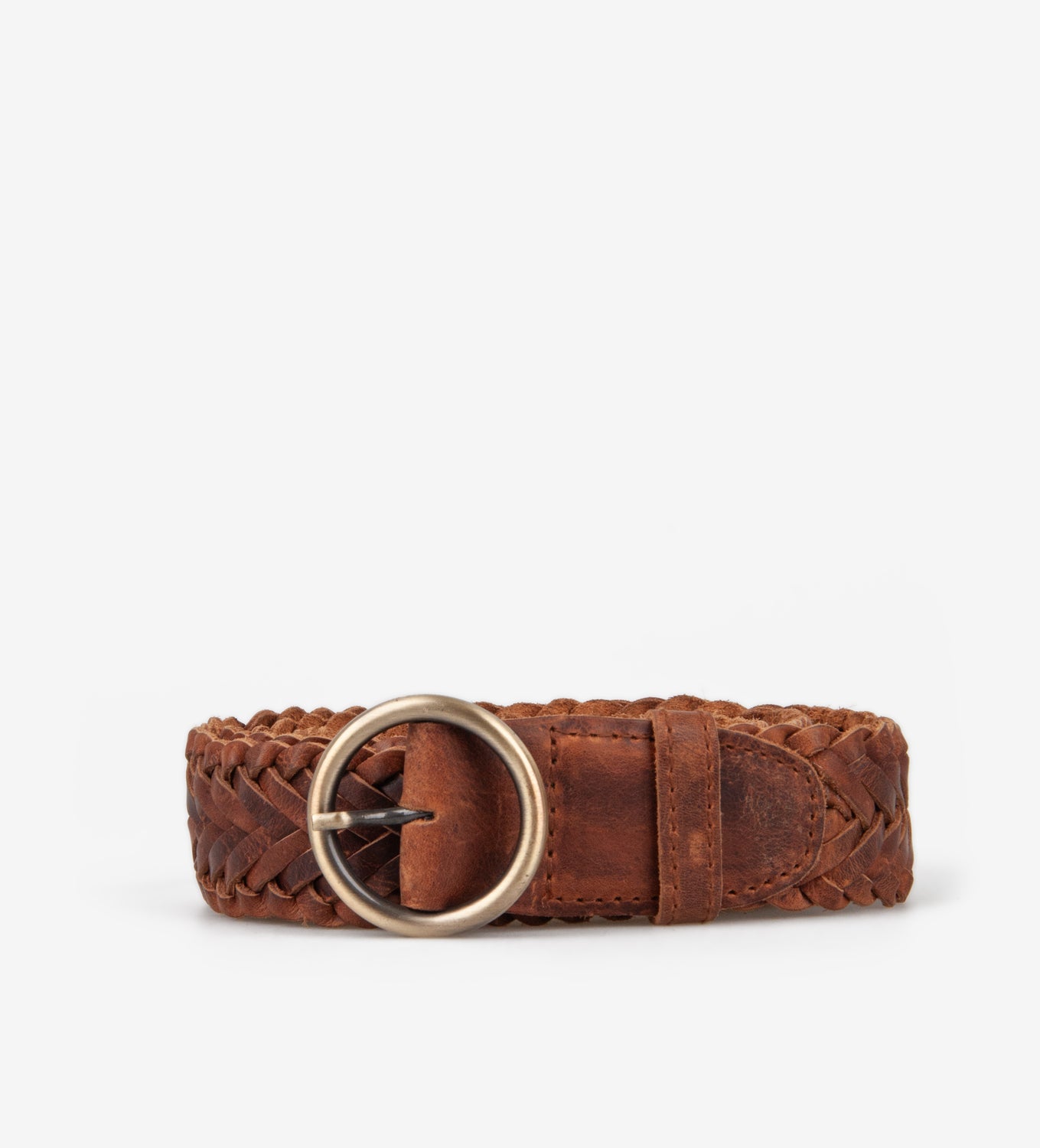 EVELYN BRAIDED BELT - 222 COGNAC