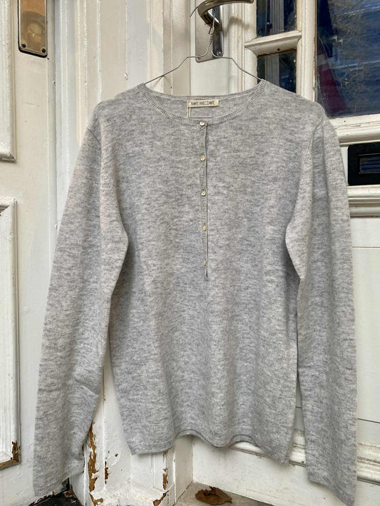 CARDIGAN CREW NECK - LIGHT GREY