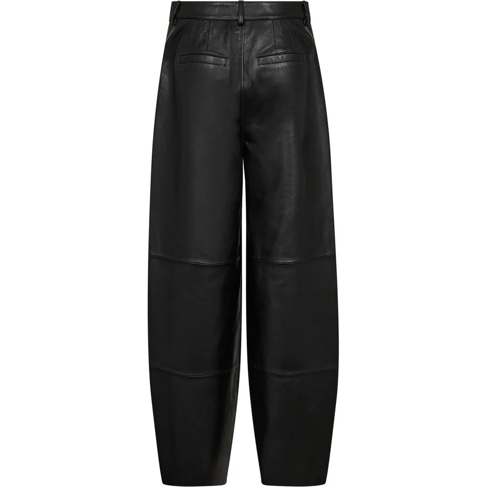 AT- LILY LEATHER BARREL PANT - BLACK