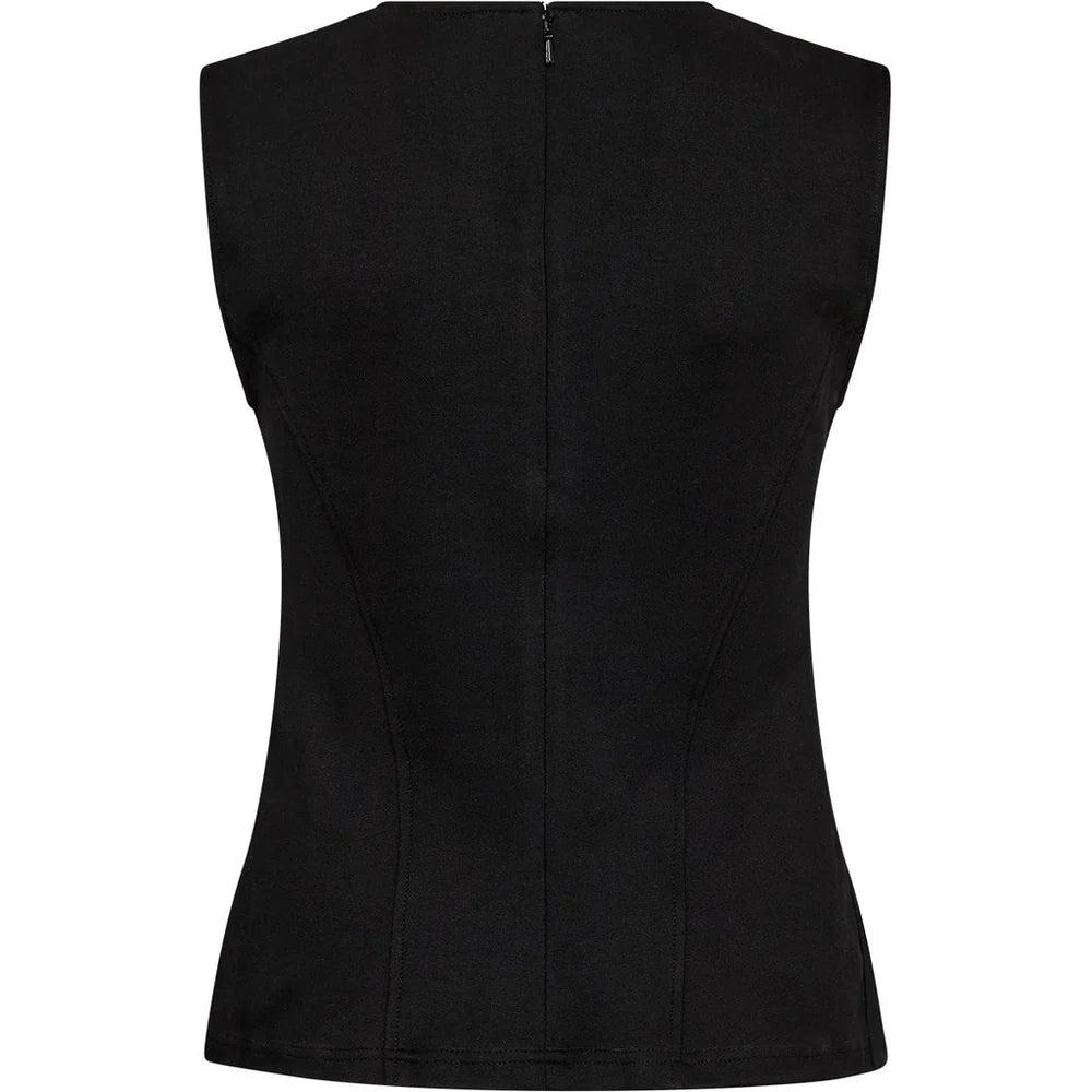 AT - LILLY LEATHER DRAPE TOP - BLACK