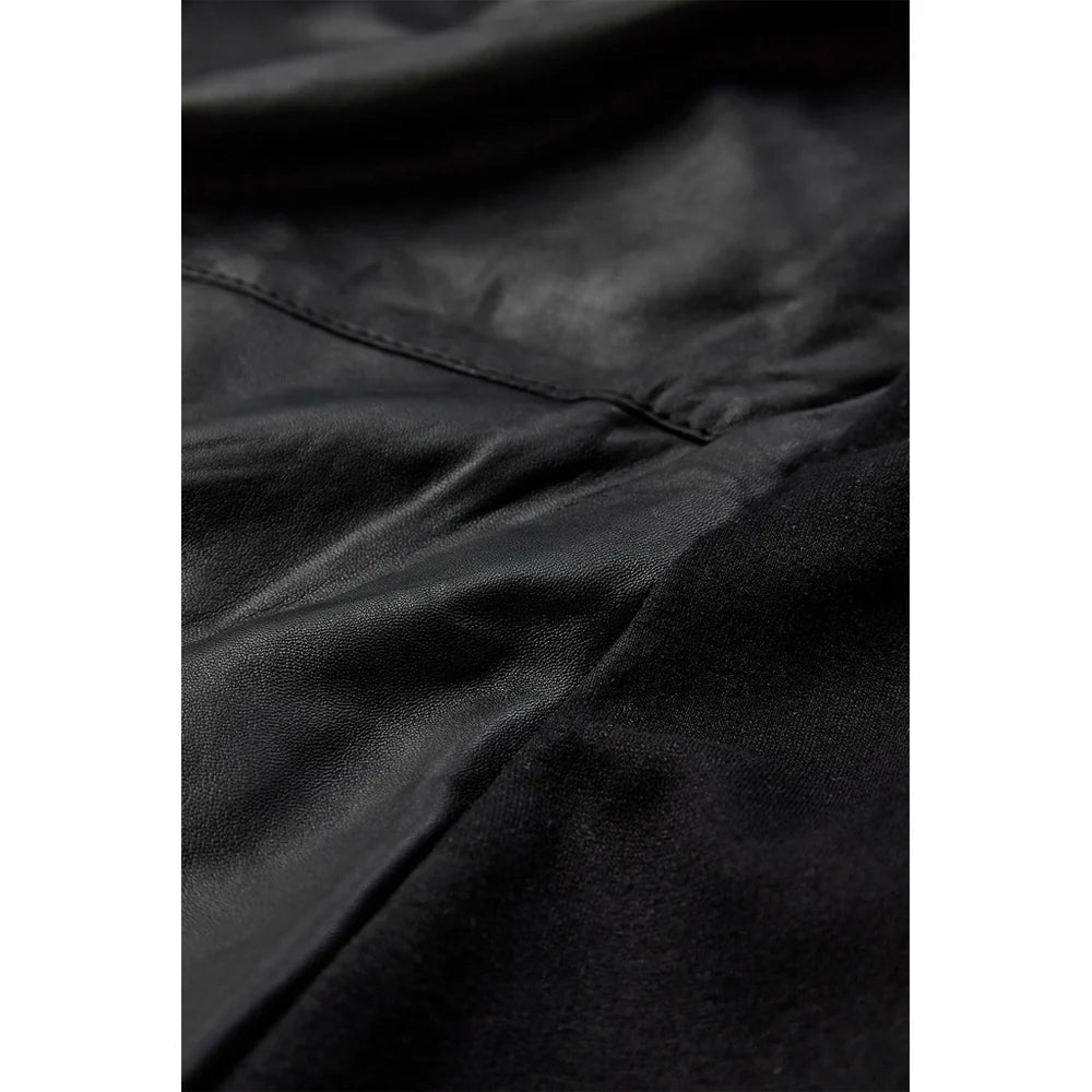 AT - LILLY LEATHER DRAPE TOP - BLACK