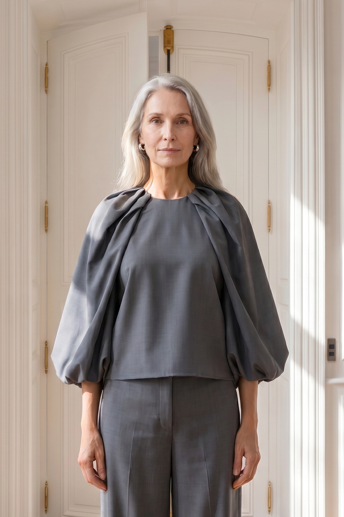 AT- SINCLAIR BLUSE - STÅLGRÅ