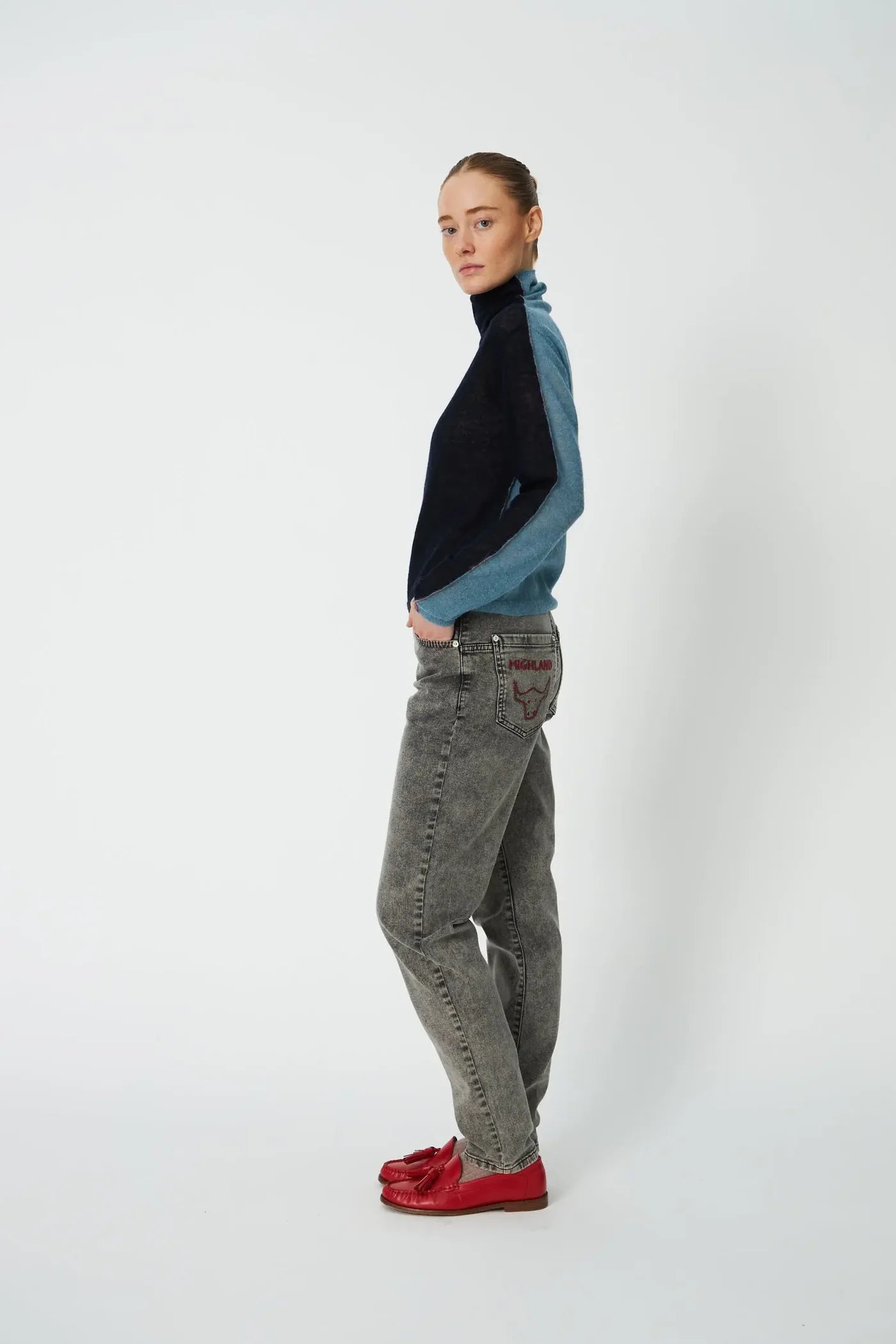 TURTLENECK ALPACA SWEATER  - EVENING BLUE