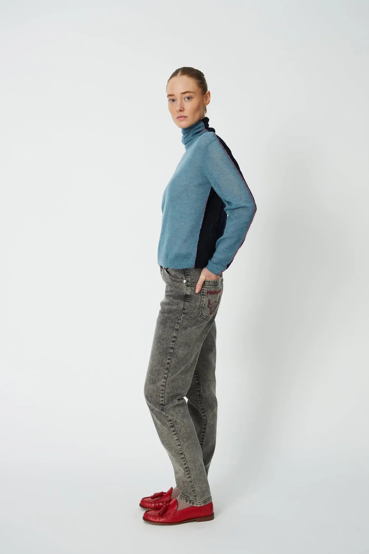 TURTLENECK ALPACA SWEATER  - EVENING BLUE