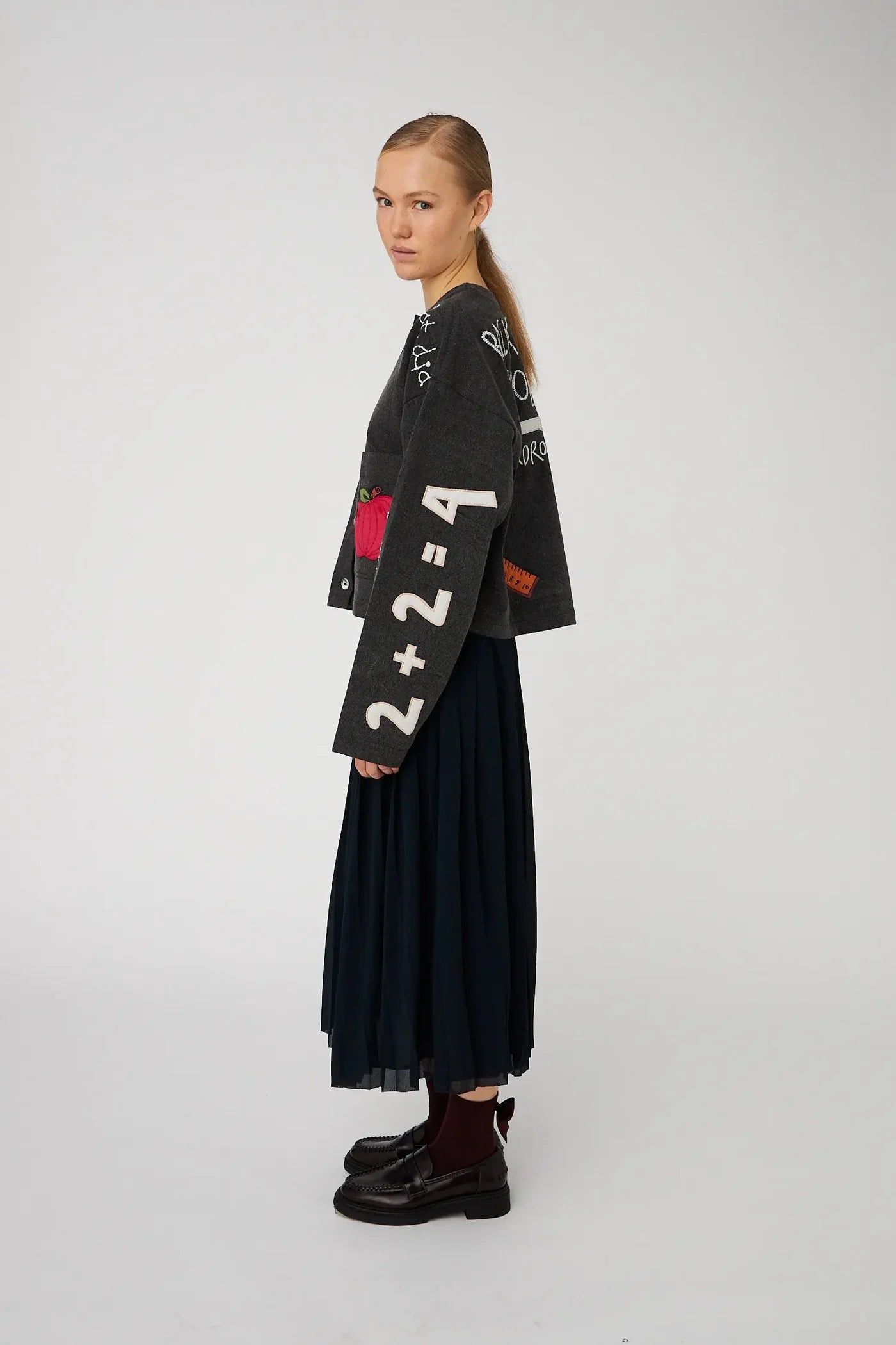 BACK TO SCHOOL EMBROIDERED JACKET - ALMOST BLACK