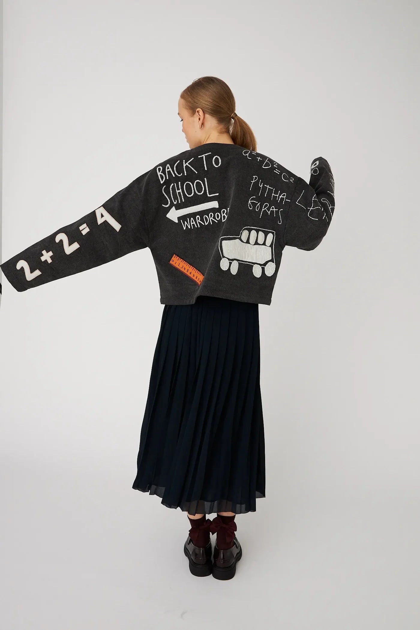 BACK TO SCHOOL EMBROIDERED JACKET - ALMOST BLACK