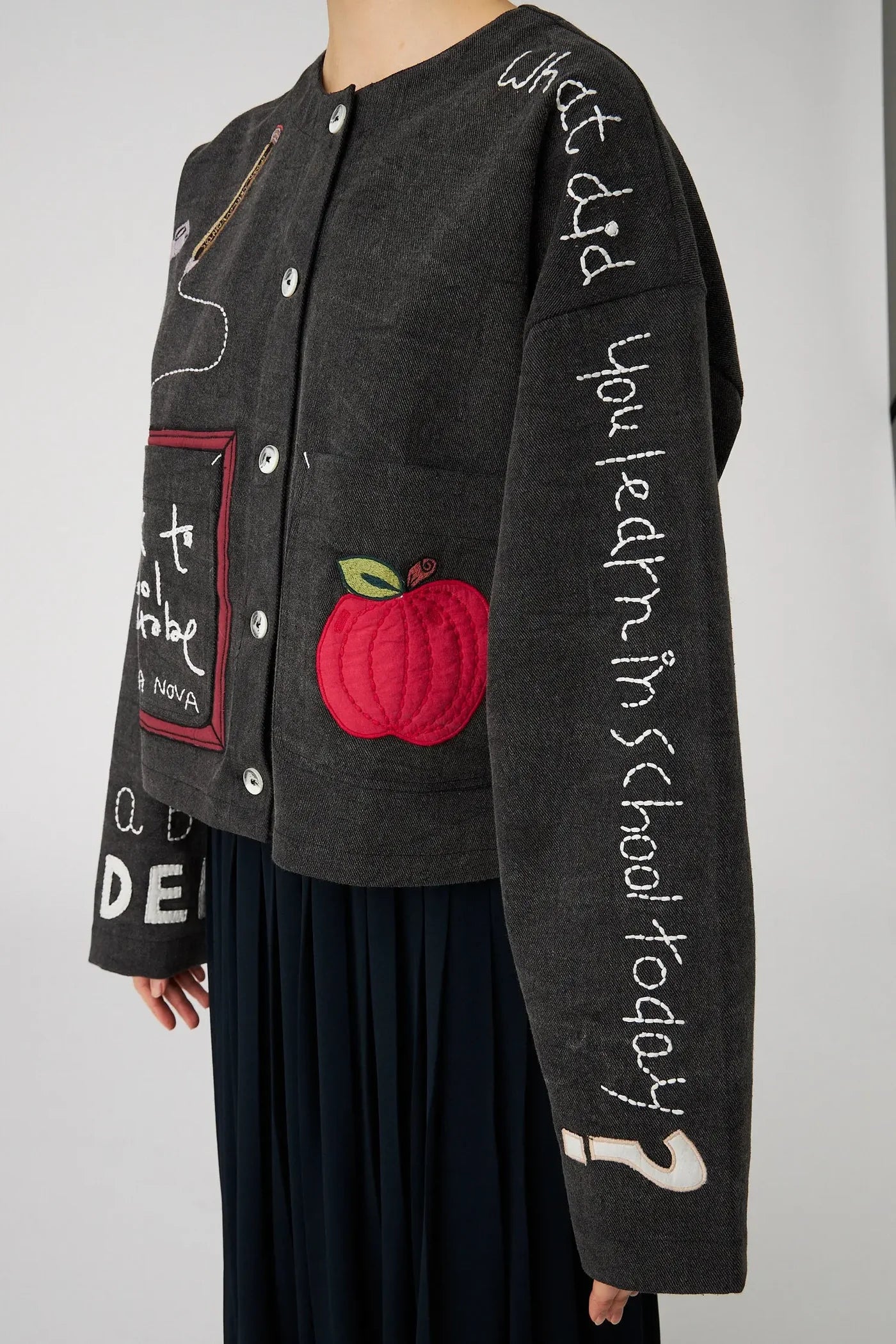 BACK TO SCHOOL EMBROIDERED JACKET - ALMOST BLACK