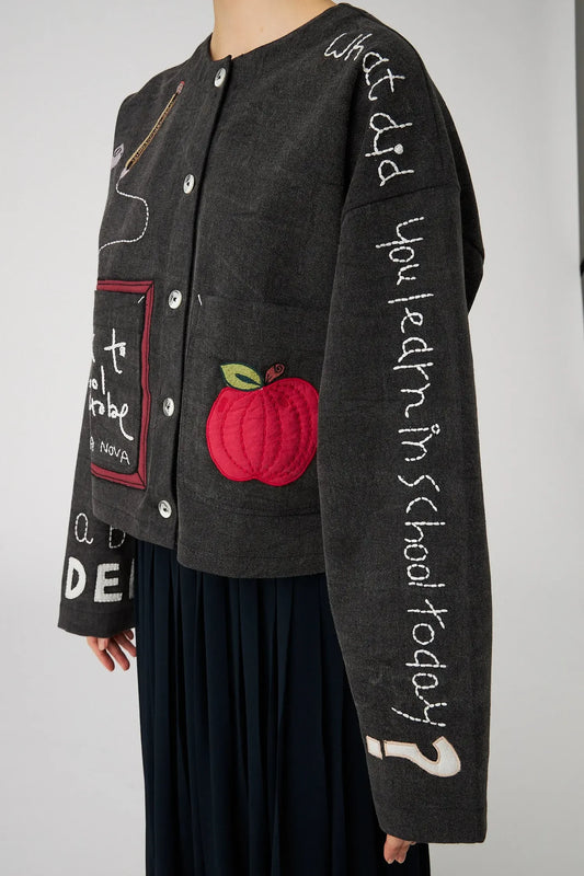BACK TO SCHOOL EMBROIDERED JACKET - ALMOST BLACK