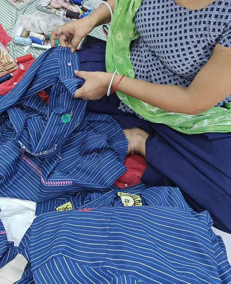 BRENNA SHIRT - NAVY STRIPES