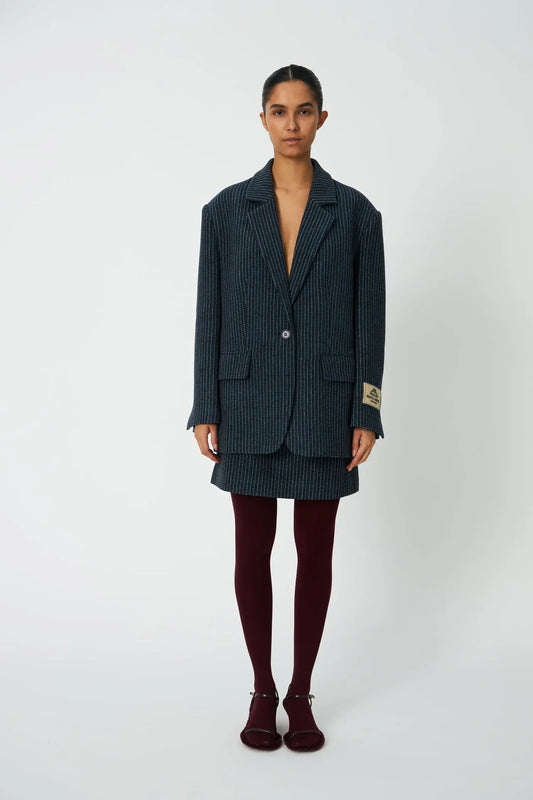 OVERSIZED TERNET ULD  BLAZER - BLUE CHECKS
