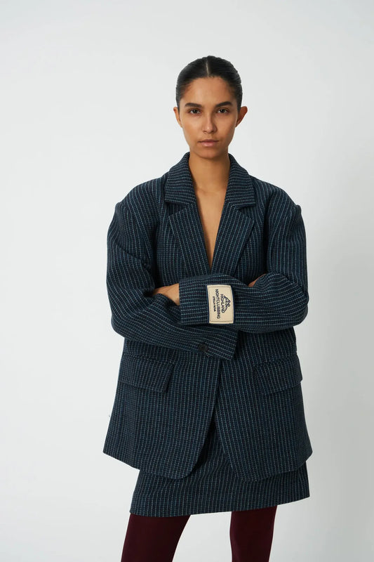 OVERSIZED TERNET ULD  BLAZER - BLUE CHECKS