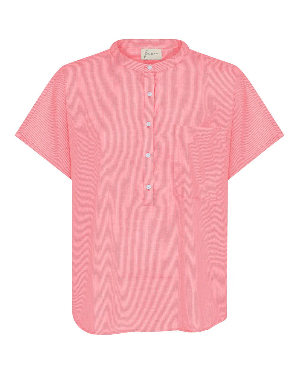 COLOMBO SS TOP - HOT CORAL STRIPE