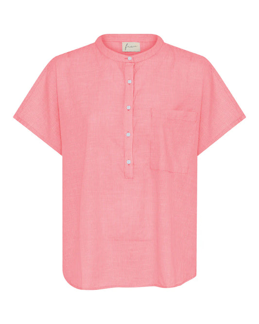 COLOMBO SS TOP - HOT CORAL STRIPE