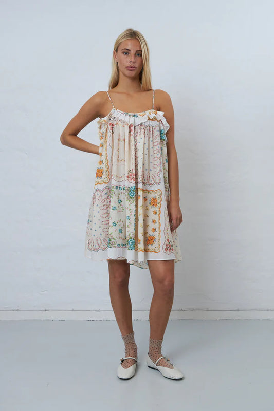 COTTON TISSUE PRINTED MINI DRESS