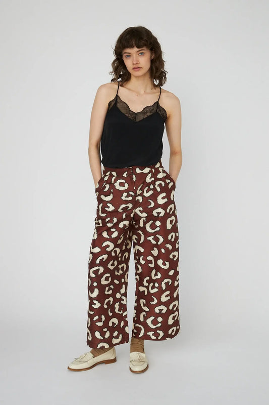 CROPPED LOW- WAIST PANTS - LEOPARD