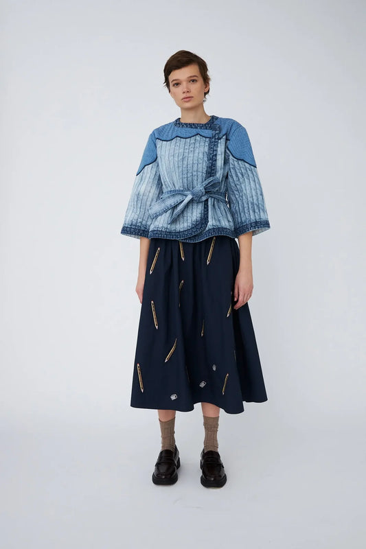 DENIM QUILTED JACKET - DENIM BLUE
