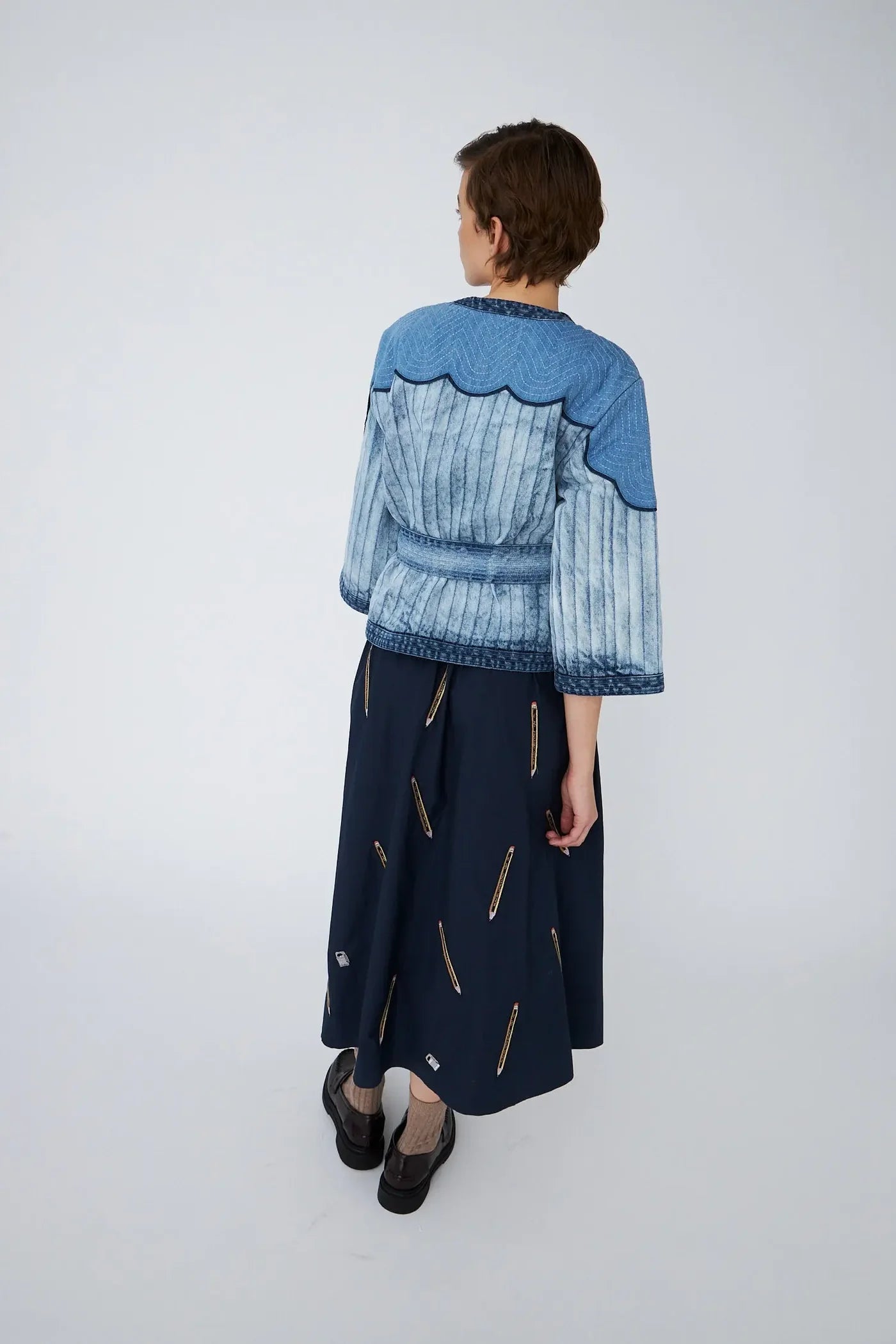 DENIM QUILTED JACKET - DENIM BLUE