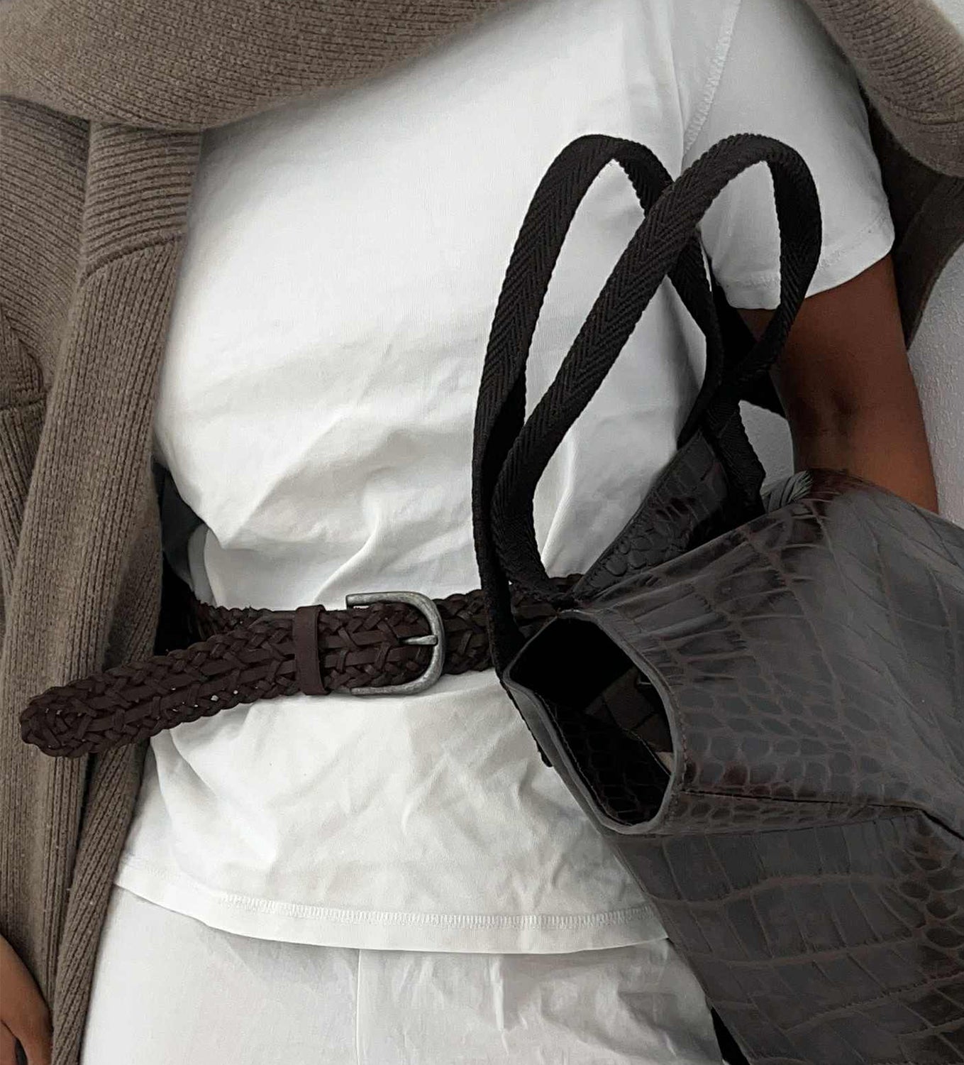 ELLA BRAIDED BELT - 200 BROWN