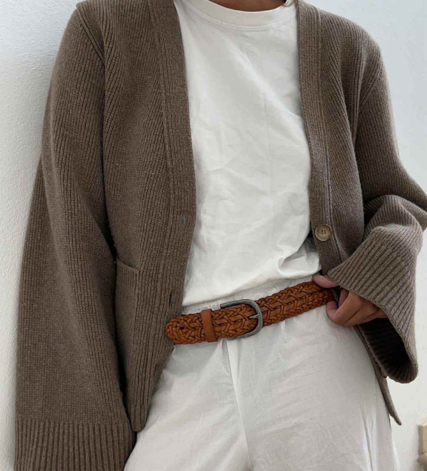 ELLA BRAIDED BELT - 222 COGNAC