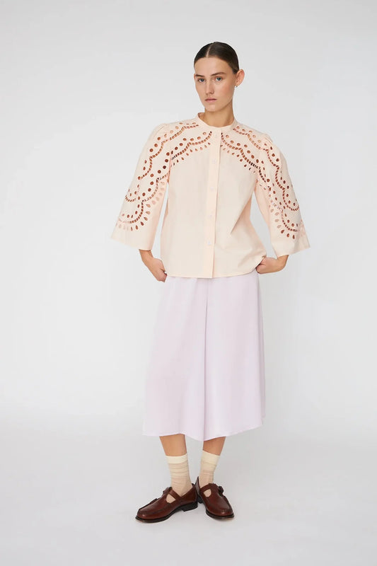 BRODERI ANGLAISE SKJORTE - SOFT POWDER