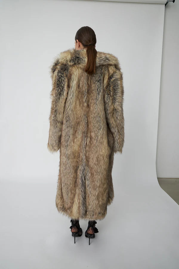 FAUX FUR COAT - VARM NATUR