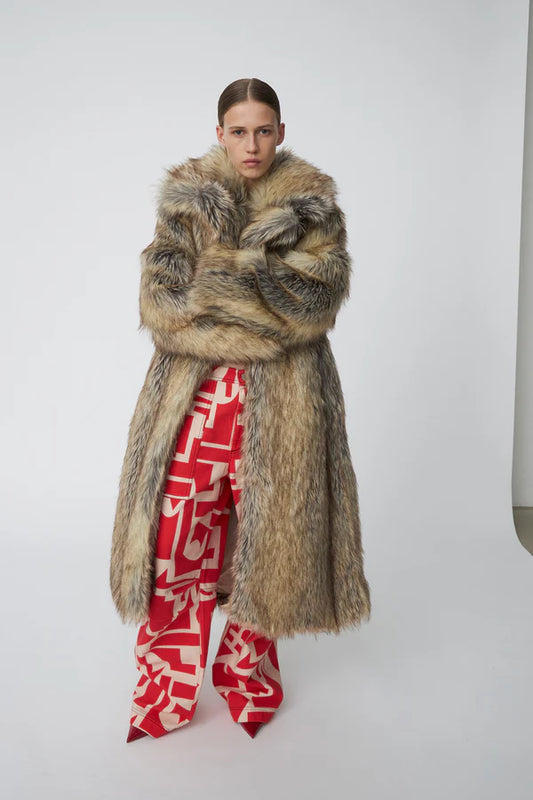 FAUX FUR COAT - VARM NATUR