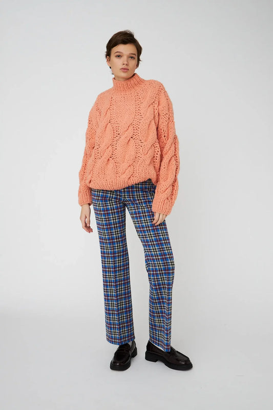 HANDMADE CABLE KNIT SWEATER FRAPERU - CRISPY PEACH