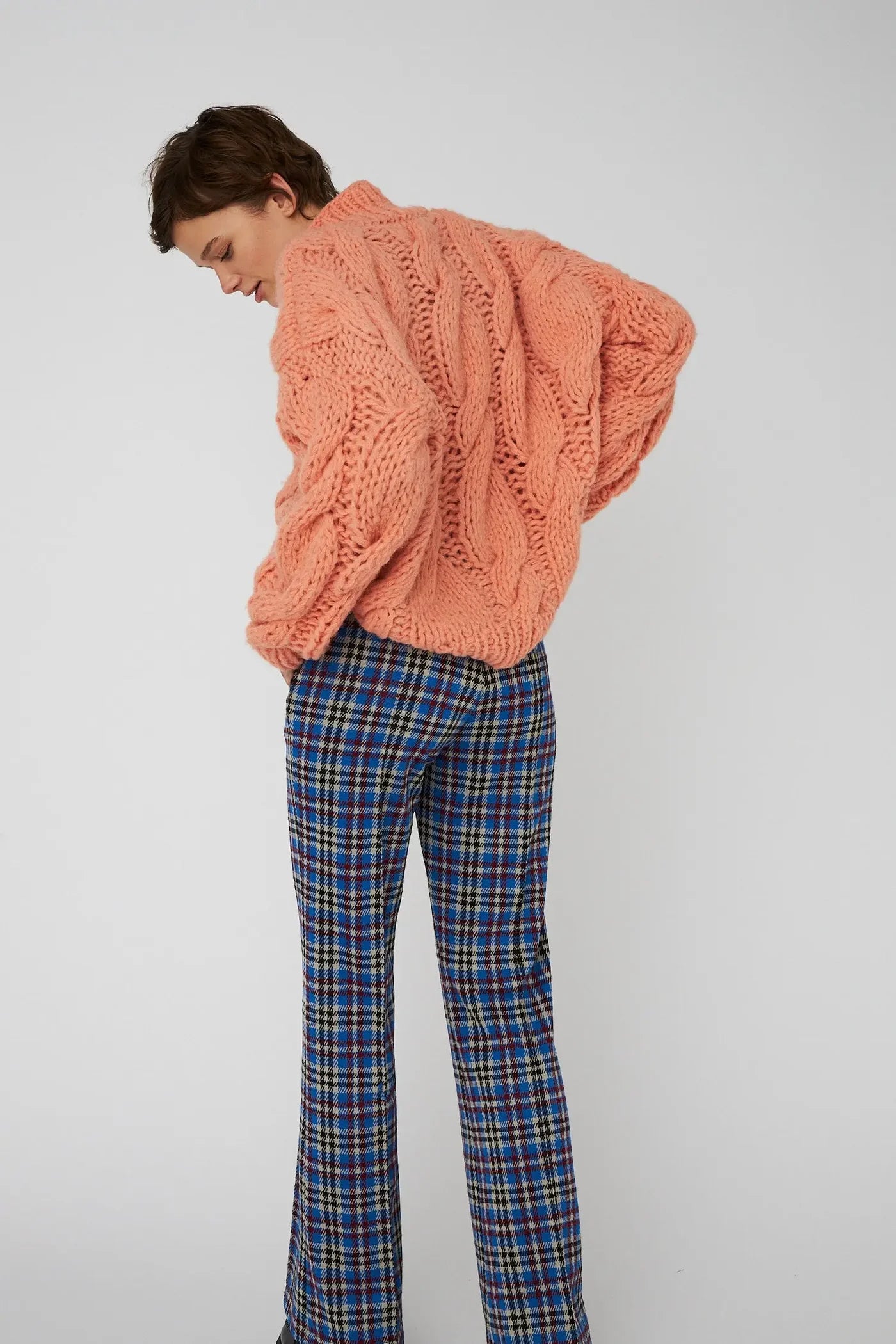 HANDMADE CABLE KNIT SWEATER FRAPERU - CRISPY PEACH