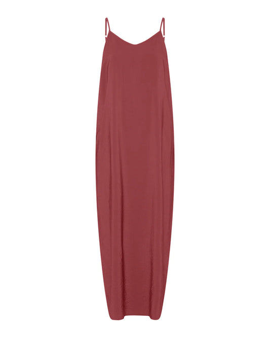 HANOI VISCOSE STRAP DRESS - ROSE BROWN