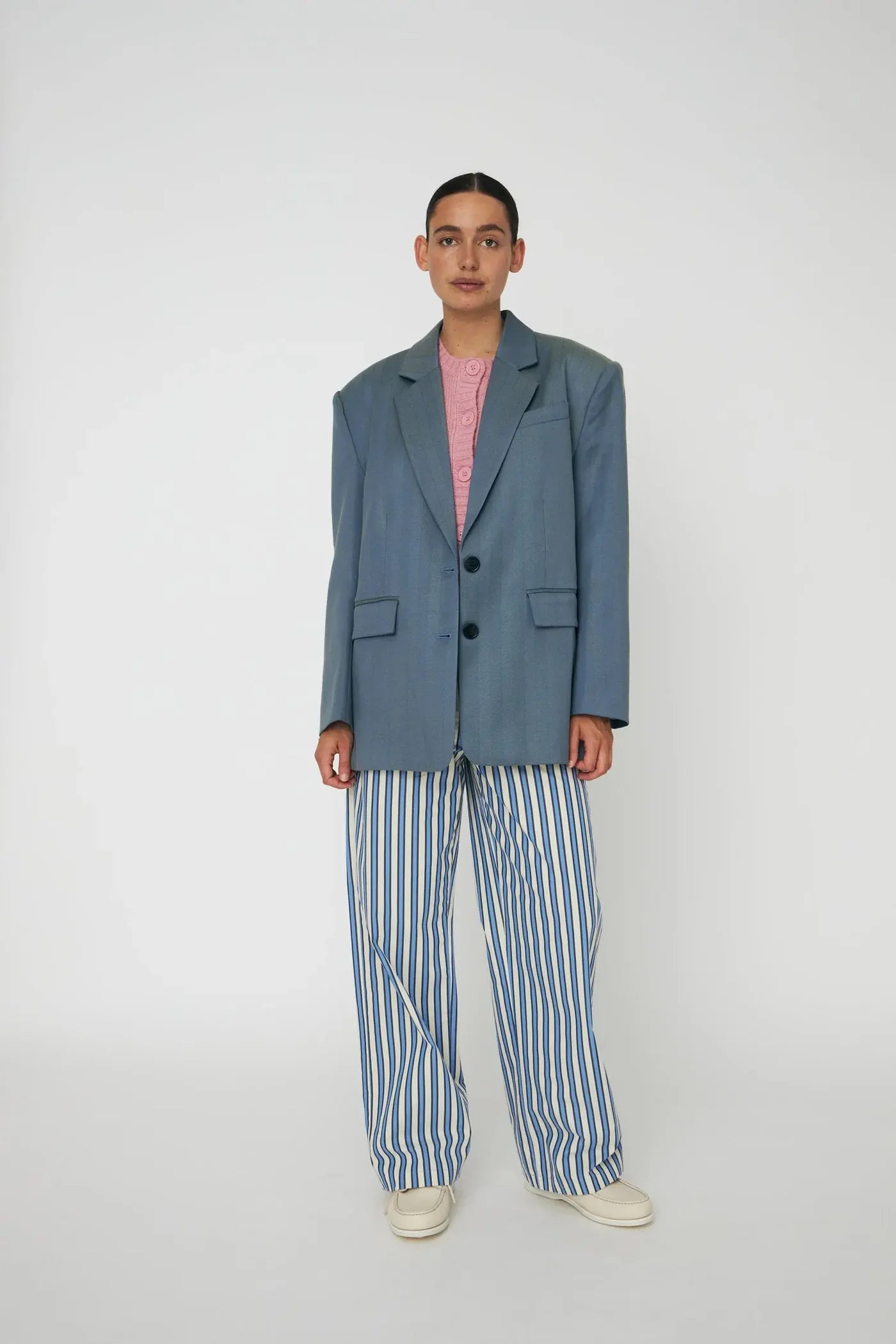 SILDEBENS MØNSTRET BLAZER - AQUA GREEN