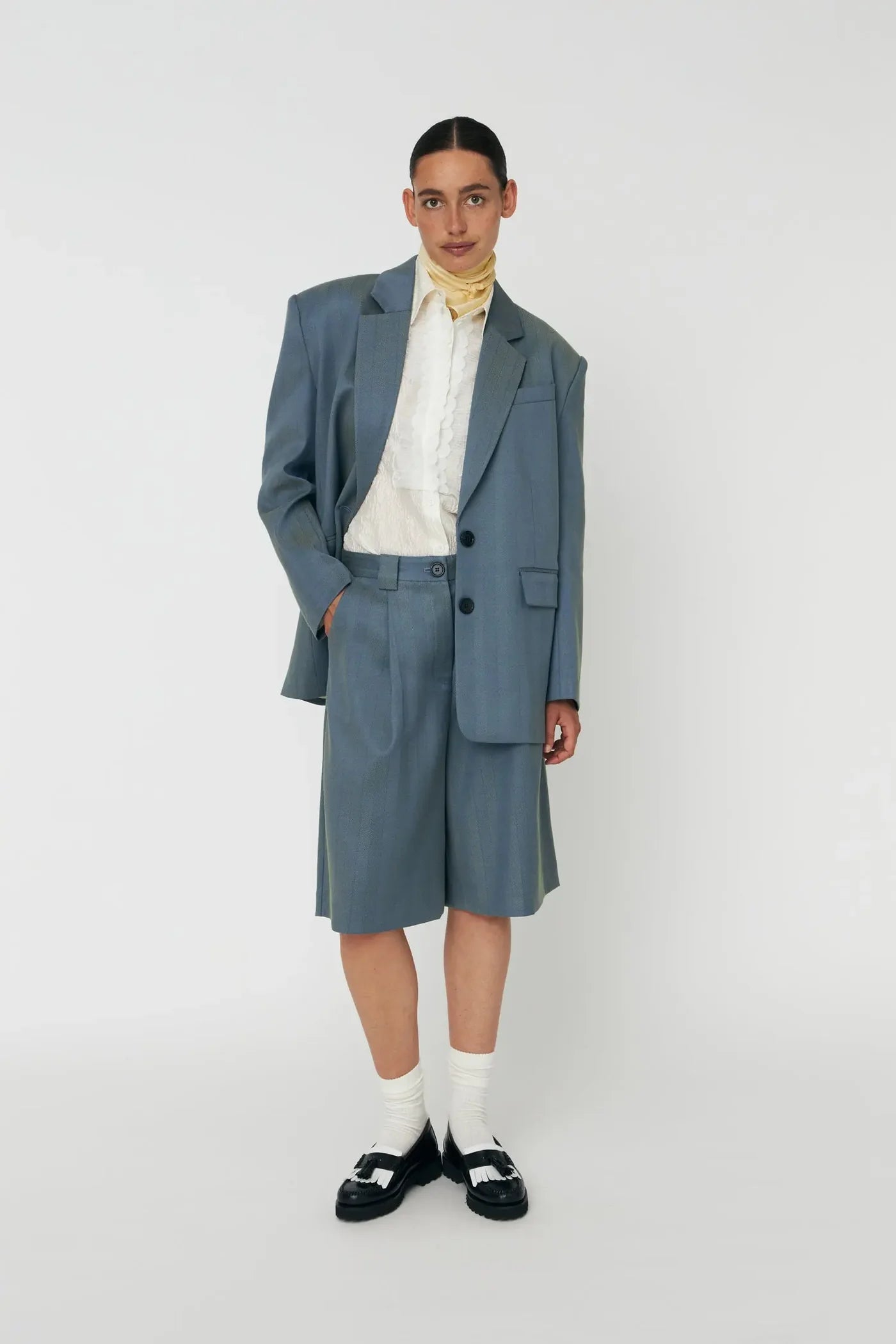 SILDEBENS MØNSTRET BLAZER - AQUA GREEN