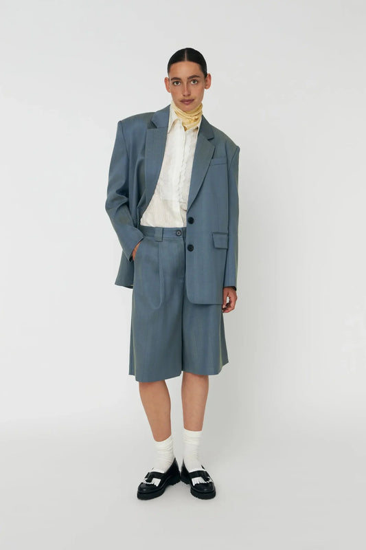 SILDEBENS MØNSTRET BLAZER - AQUA GREEN