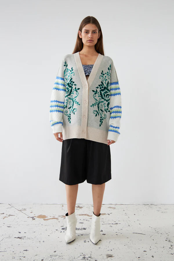 JAQUARD AND KNITTED CARDIGAN - LOVELY MIX