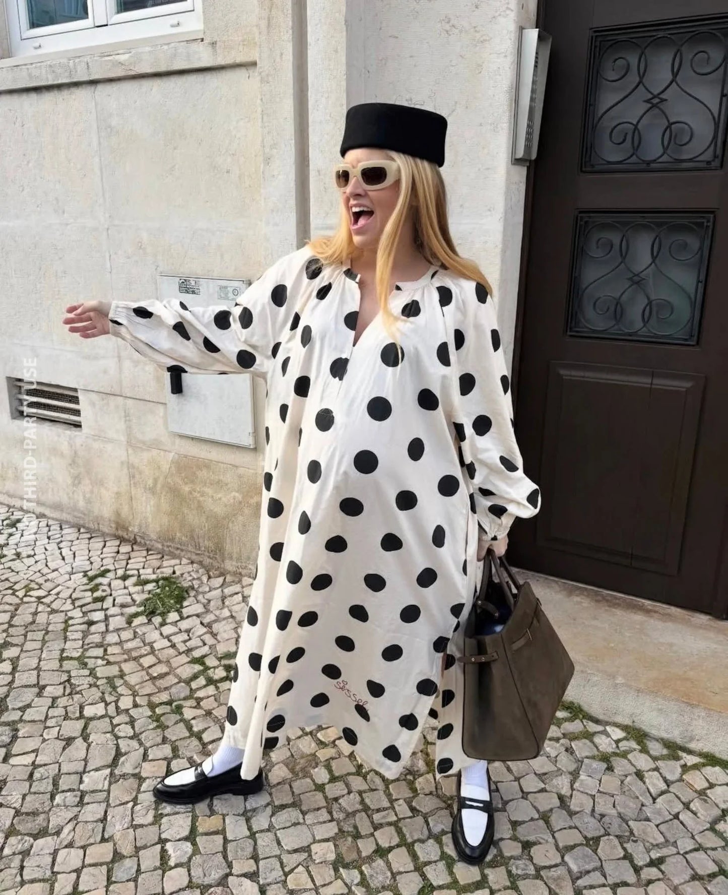 LARA DRESS -BLACK DOT