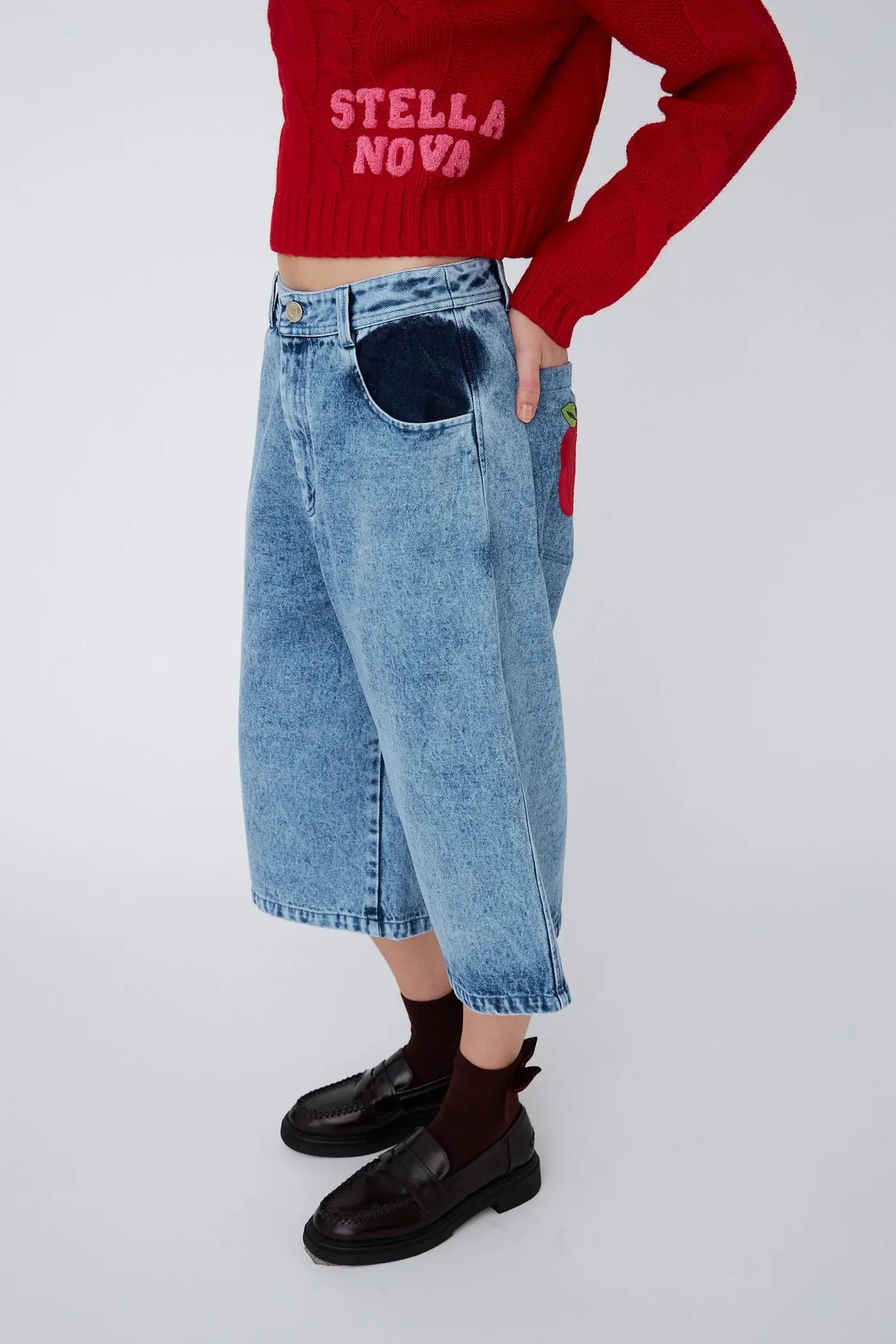 LONG DENIM SHORTS - DENIM BLUE