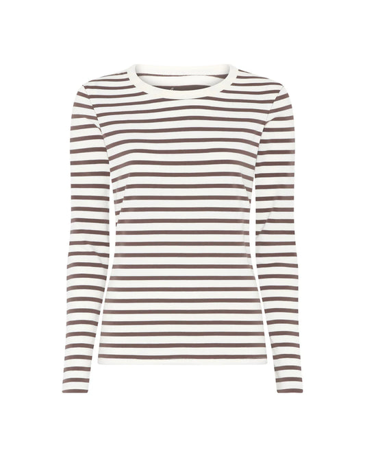 LUCCA COTTON Ls TOP - COFFEE QUARTZ STRIPE