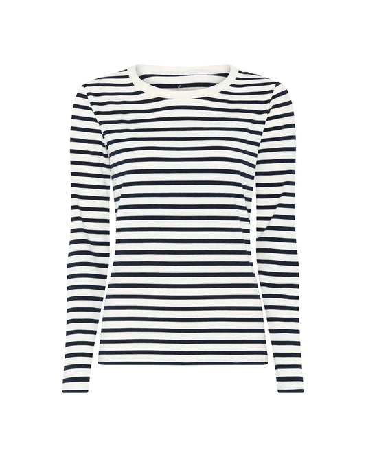 LUCCA COTTON Ls TOP - DARK NAVY STRIPE