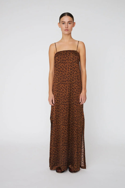 MAXI ANIMAL PRINTED SILK DRESS