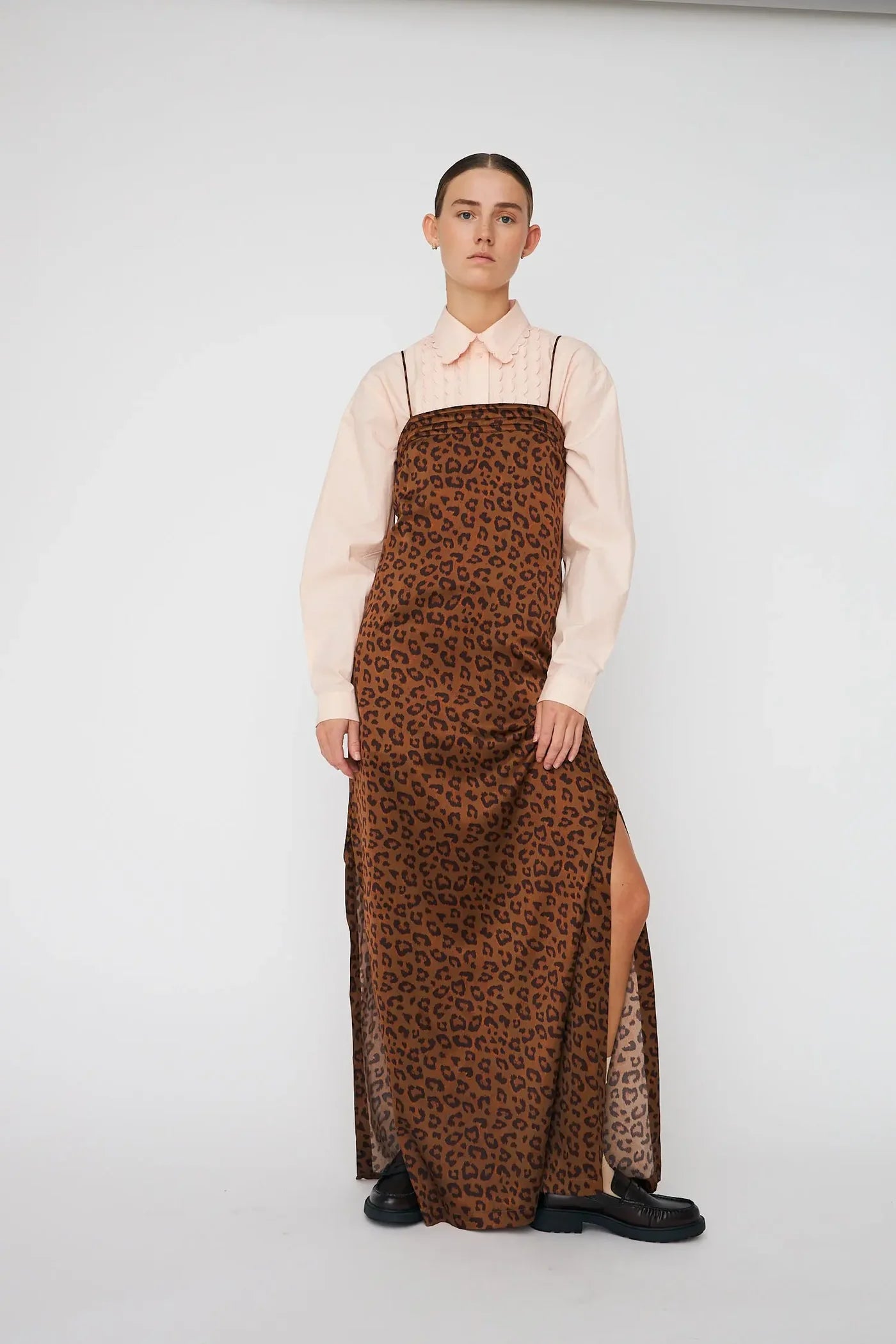 MAXI ANIMAL PRINTED SILK DRESS