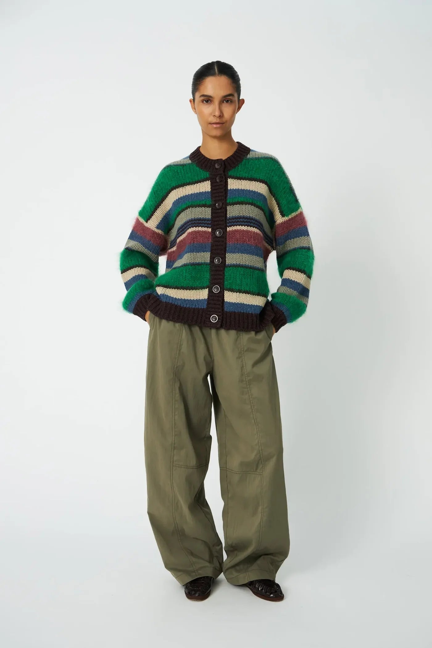 MULTISTRIBET CARDIGAN - FLERFARVET