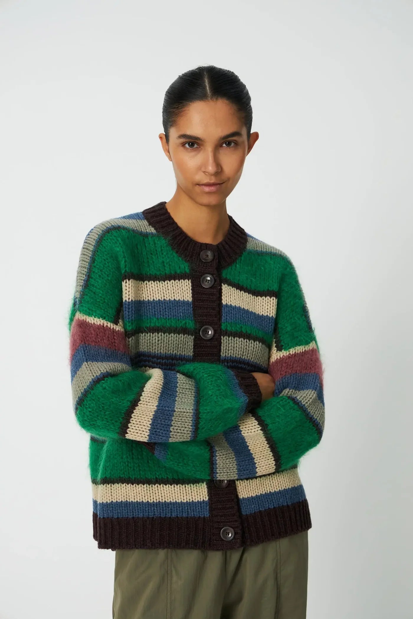 MULTISTRIBET CARDIGAN - FLERFARVET