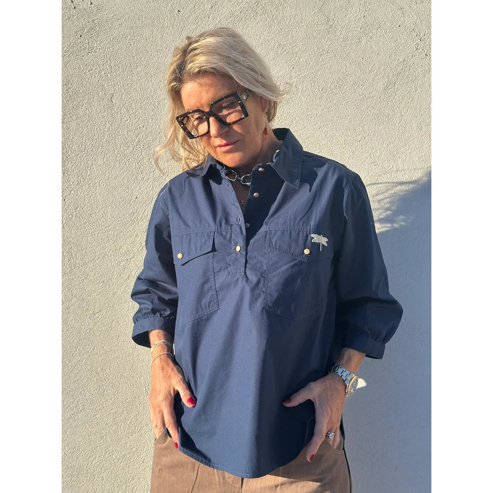 OSLO POPLIN SHIRT - DARK BLUE
