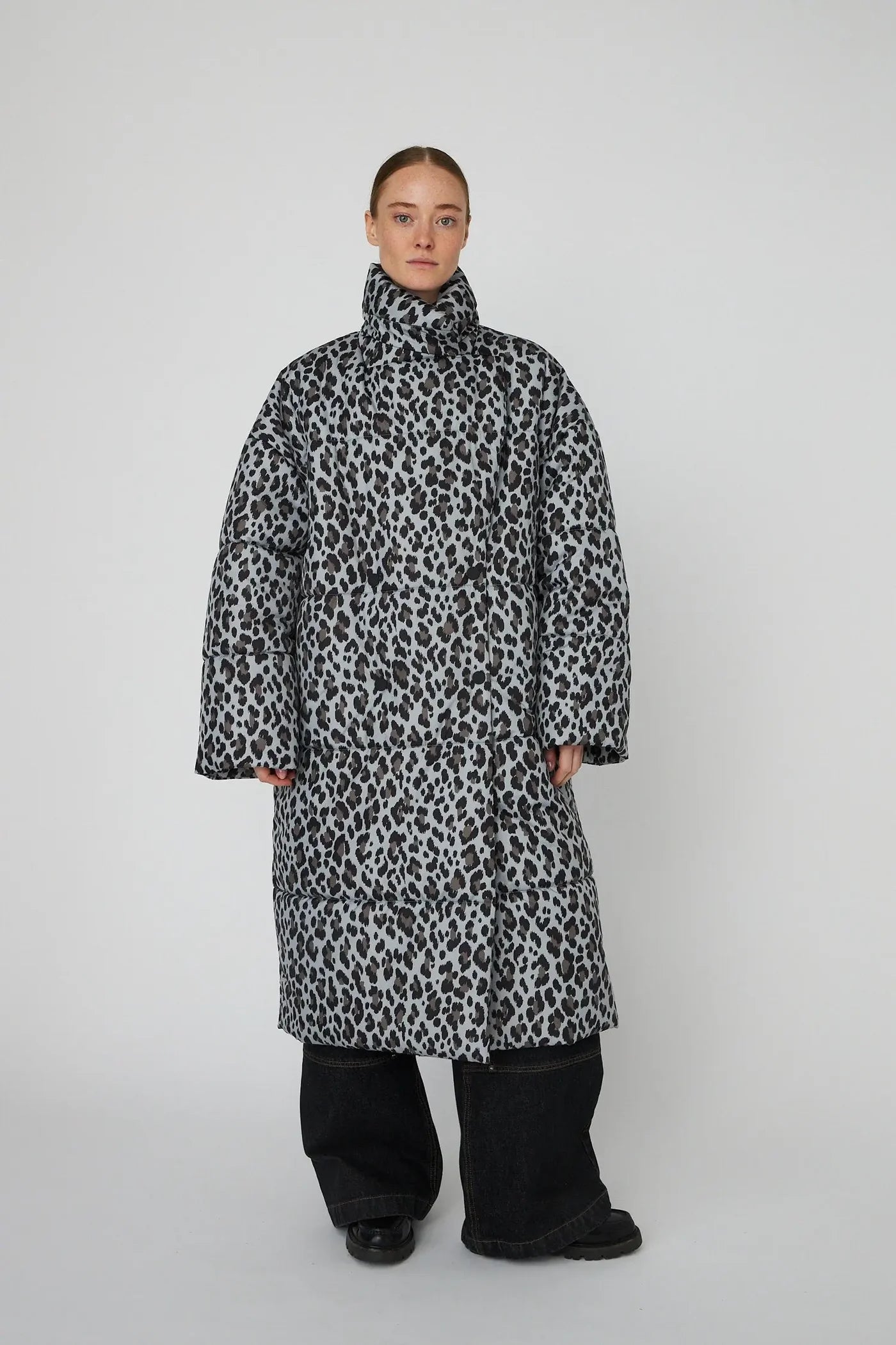 OVERSIZED PADDED COAT - LEOPARD