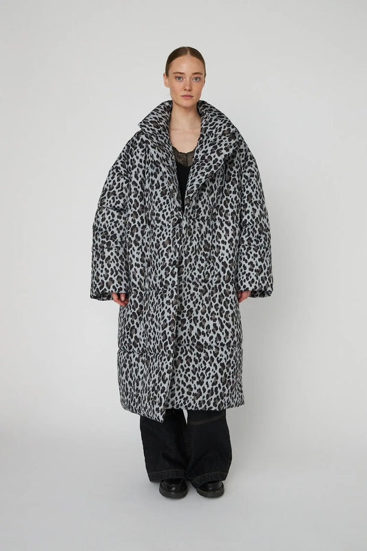 OVERSIZED PADDED COAT - LEOPARD