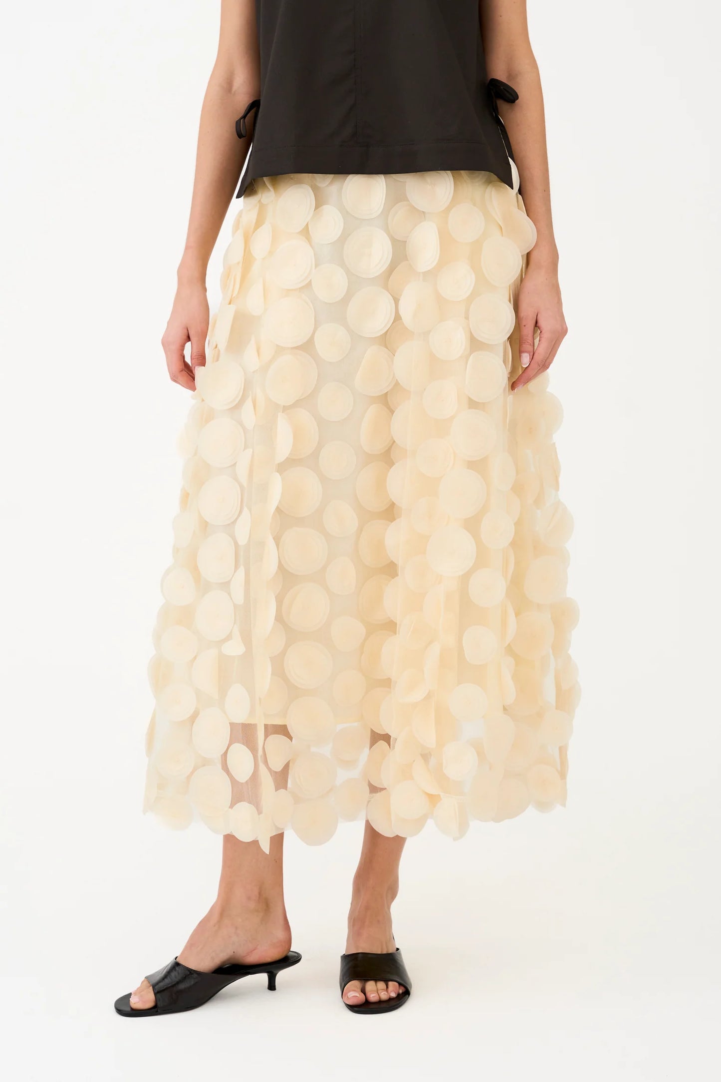 PD- DONNA DOT SKIRT - OYSTER WHITE